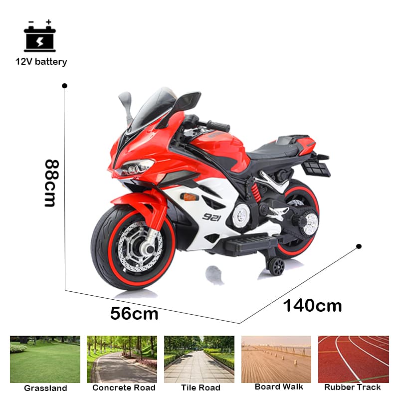 Lasten moottoripyörä LED-korivaloilla