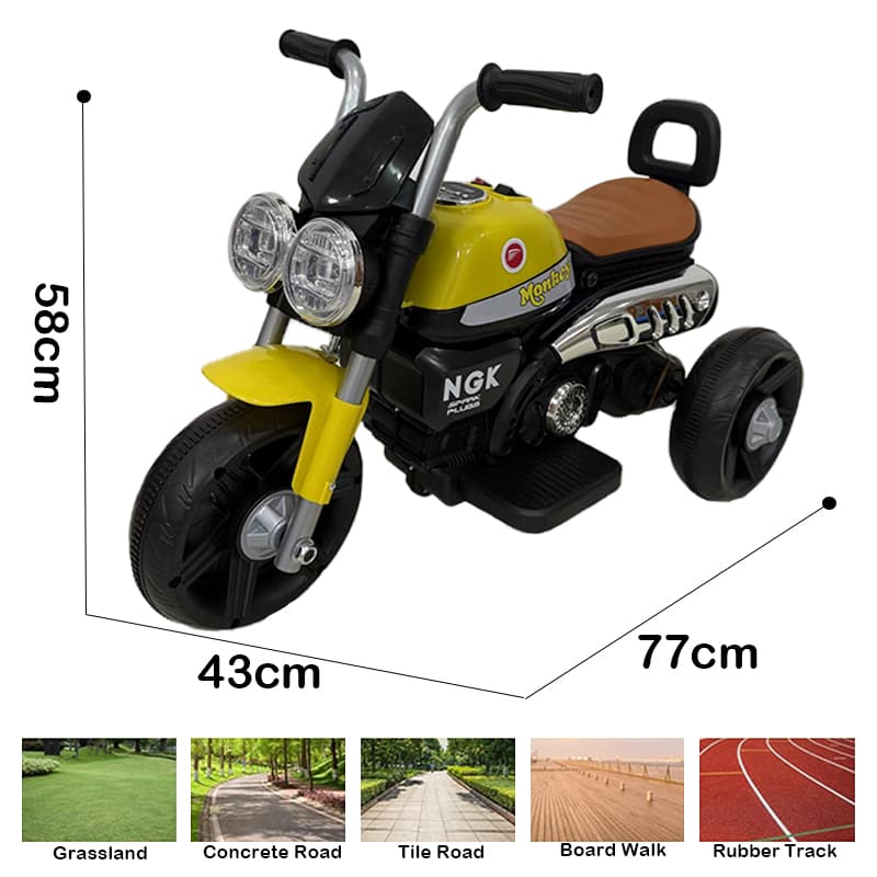 6V Kids Electric Motorcycle with LED Lights & Early Education